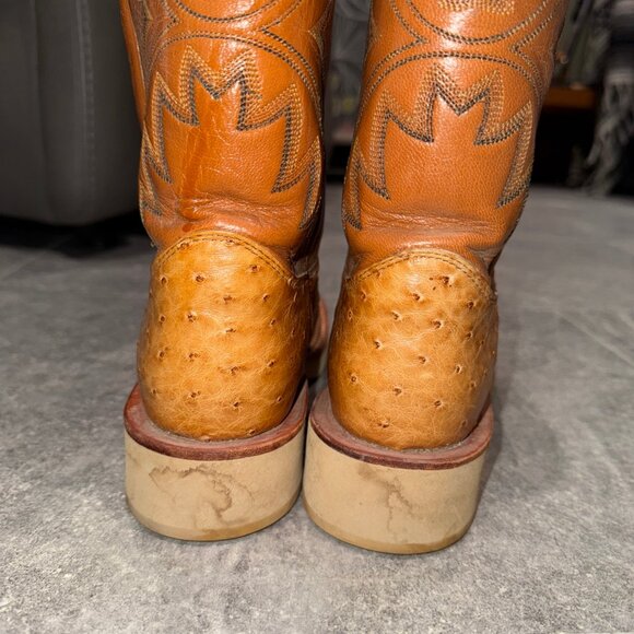 Women's Justin Tekno Crepe Western Boots with Tan Smooth Ostrich 7B - Picture 4 of 7